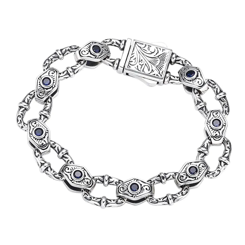 Men's 925 Sterling Silver Embossed Pattern Bracelet