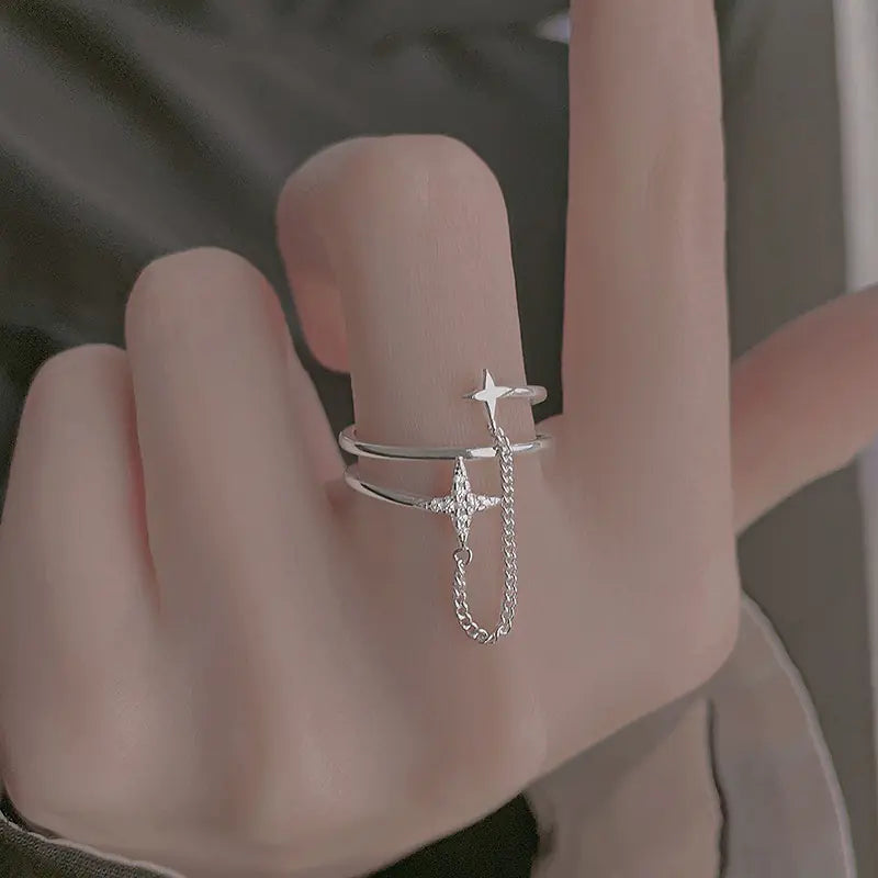 Double-Layer Chain Meteor Ring for Women - High Fashion