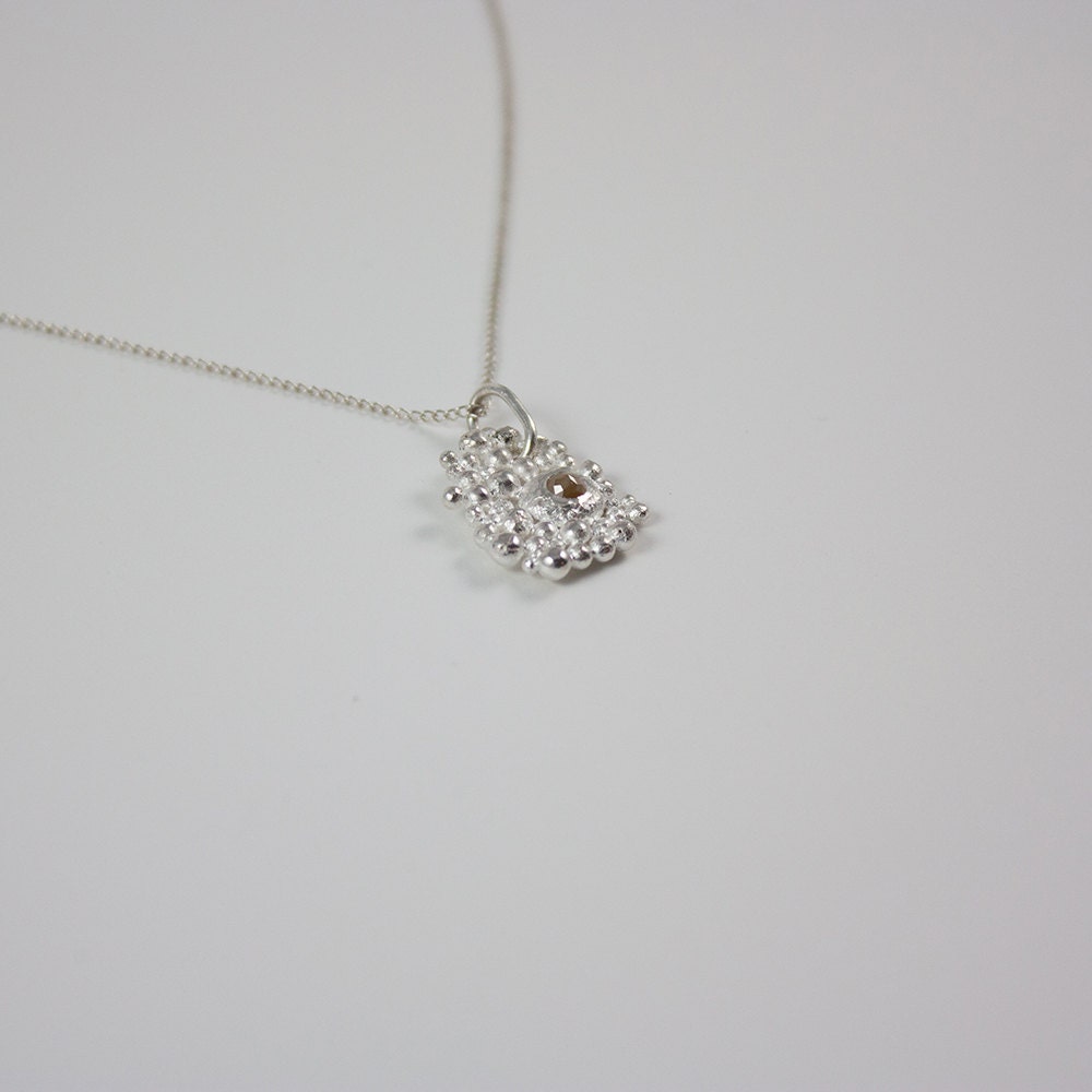 Rose cut yellow diamond, sterling silver diamond necklace, gift for her, girl, woman, bubbles
