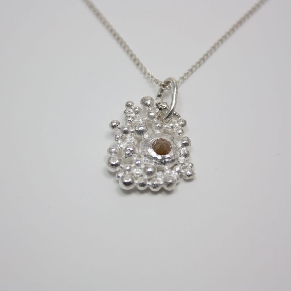 Rose cut yellow diamond, sterling silver diamond necklace, gift for her, girl, woman, bubbles