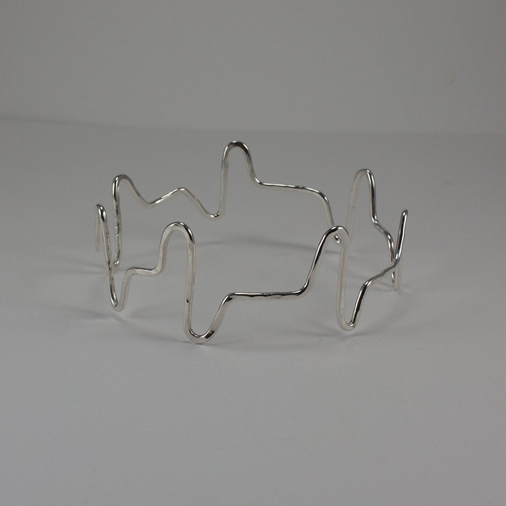 Sterling silver bangle bracelet, zigzag bracelet, gift, her, woman, girl