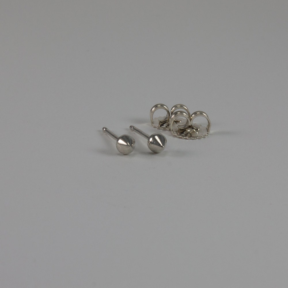 conical stud, spike, post earrings, sterling silver, punk, gift, woman, man, him, her