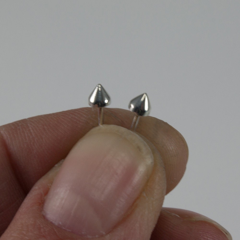conical stud, spike, post earrings, sterling silver, punk, gift, woman, man, him, her