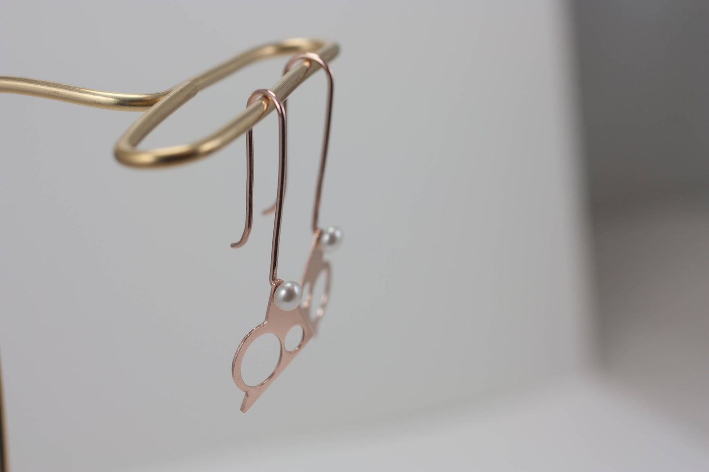 Abstract- pearl two in one, 14k rose gold and pearl earrings, gift for her, woman
