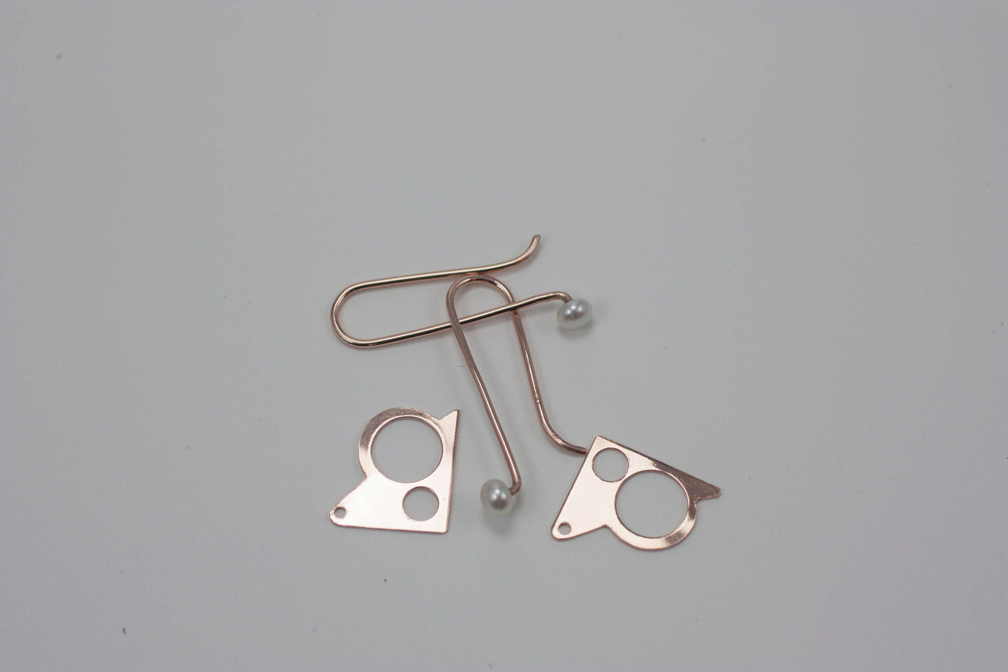 Abstract- pearl two in one, 14k rose gold and pearl earrings, gift for her, woman