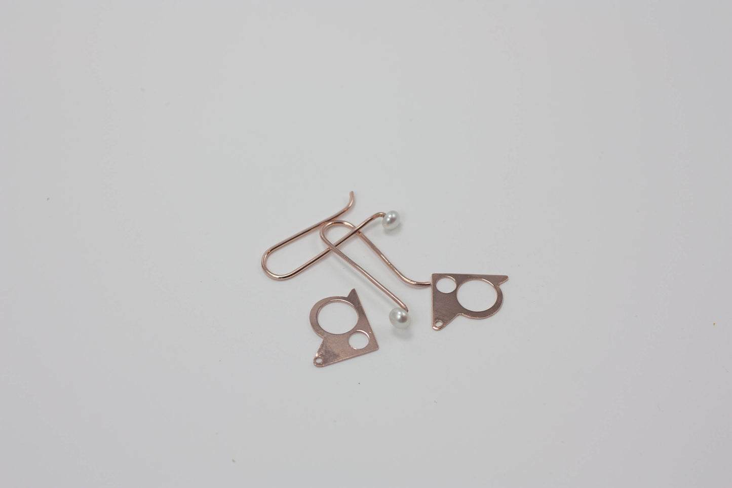 Abstract- pearl two in one, 14k rose gold and pearl earrings, gift for her, woman