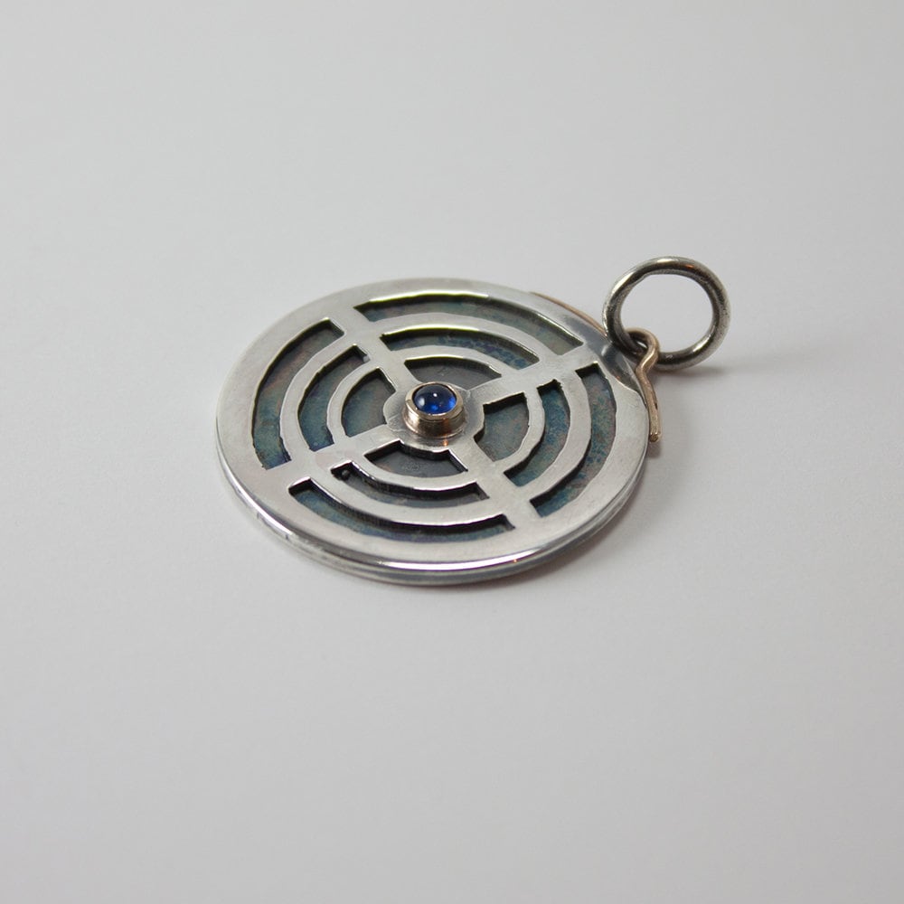 Sterling silver, 14k yellow gold and sapphire pendant, necklace/key fob, key ring, key chain, gift for him, her, guy, woman, man, girl