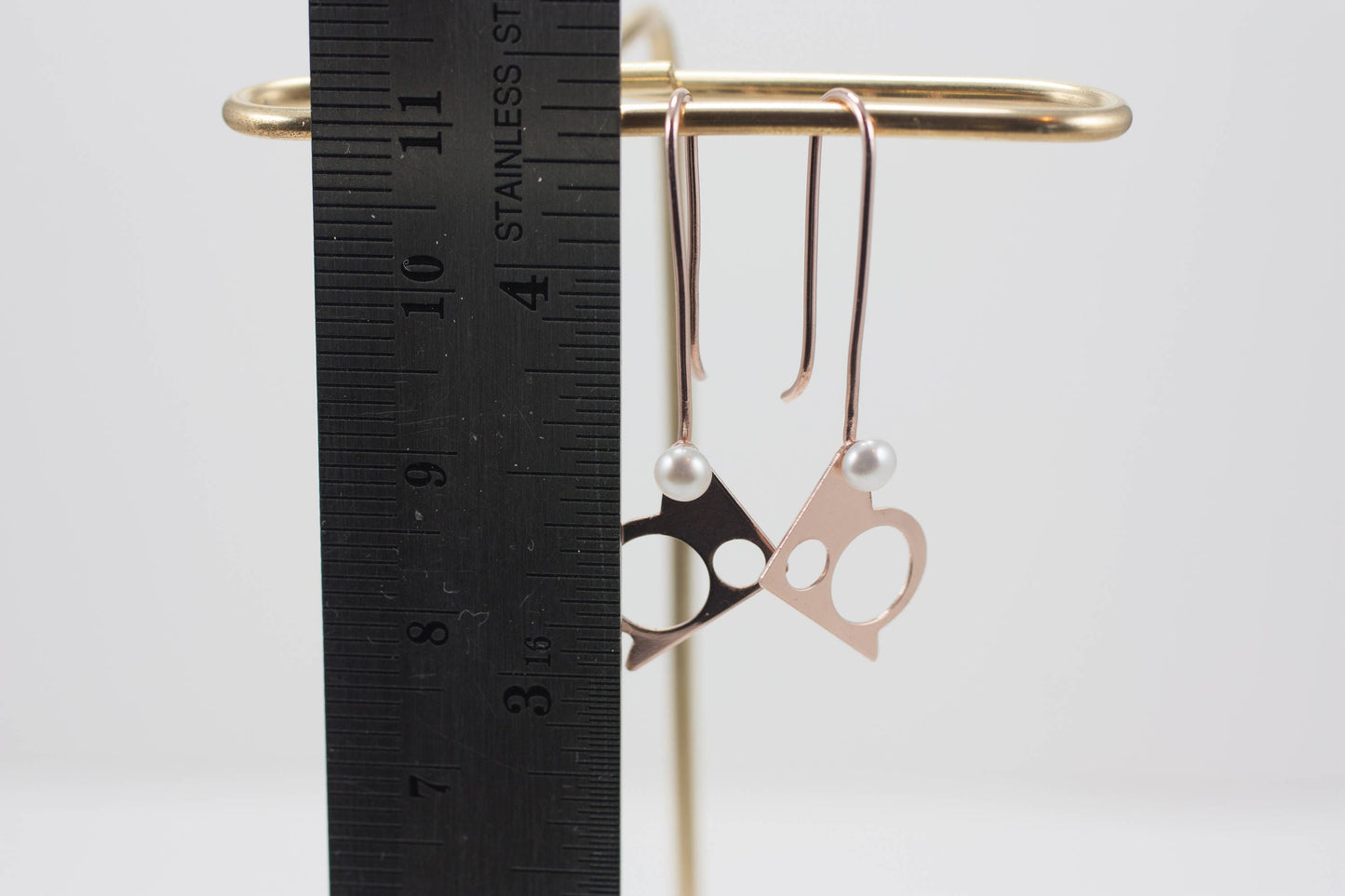 Abstract- pearl two in one, 14k rose gold and pearl earrings, gift for her, woman