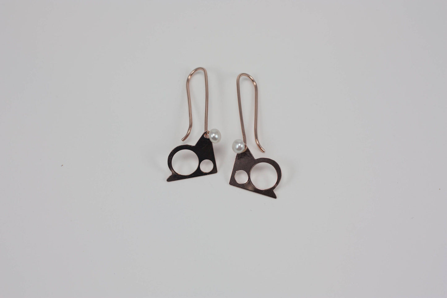 Abstract- pearl two in one, 14k rose gold and pearl earrings, gift for her, woman