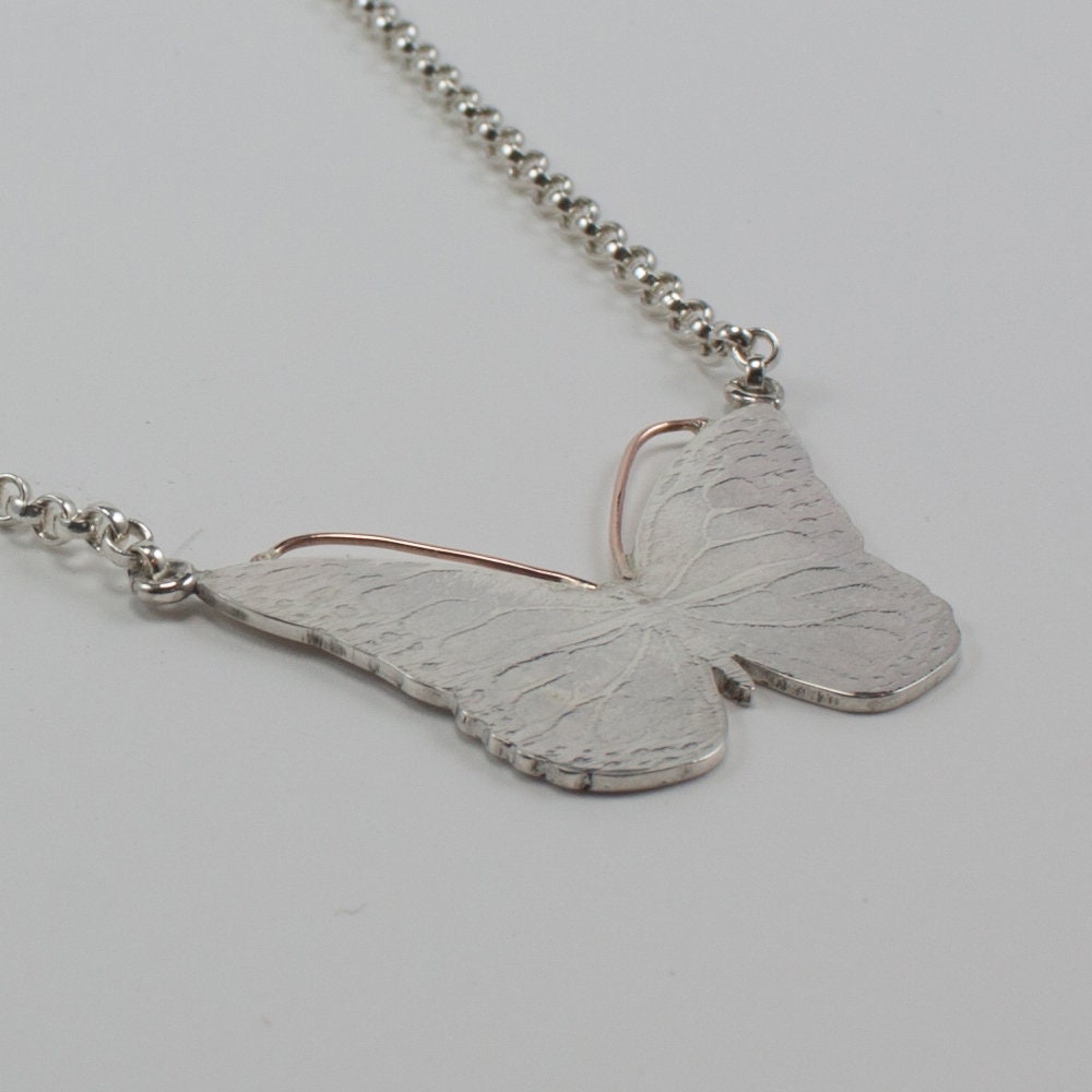 Monarch, butterfly necklace, sterling silver, monarch textured, gift for her, gift for girl, gift for woman