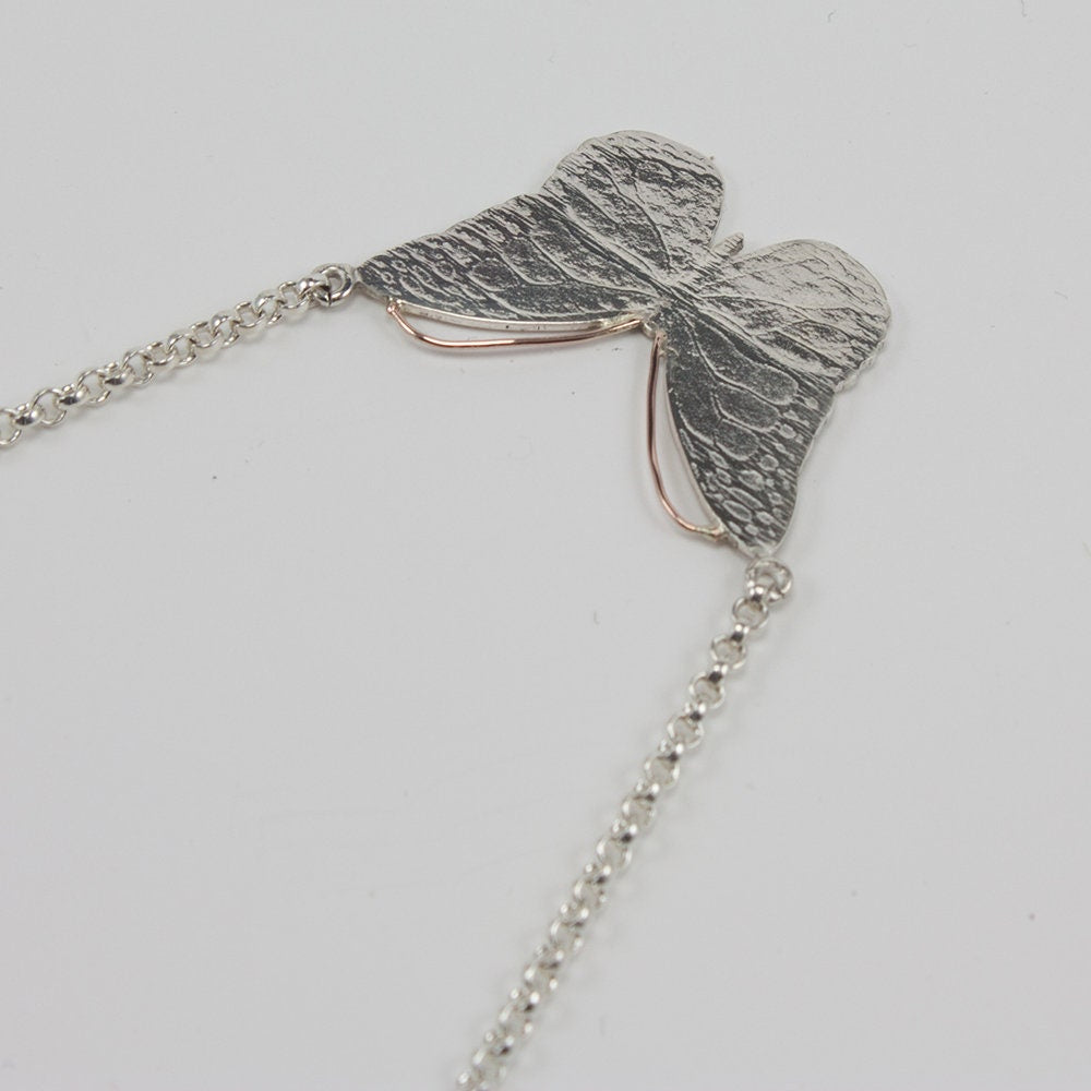 Monarch, butterfly necklace, sterling silver, monarch textured, gift for her, gift for girl, gift for woman