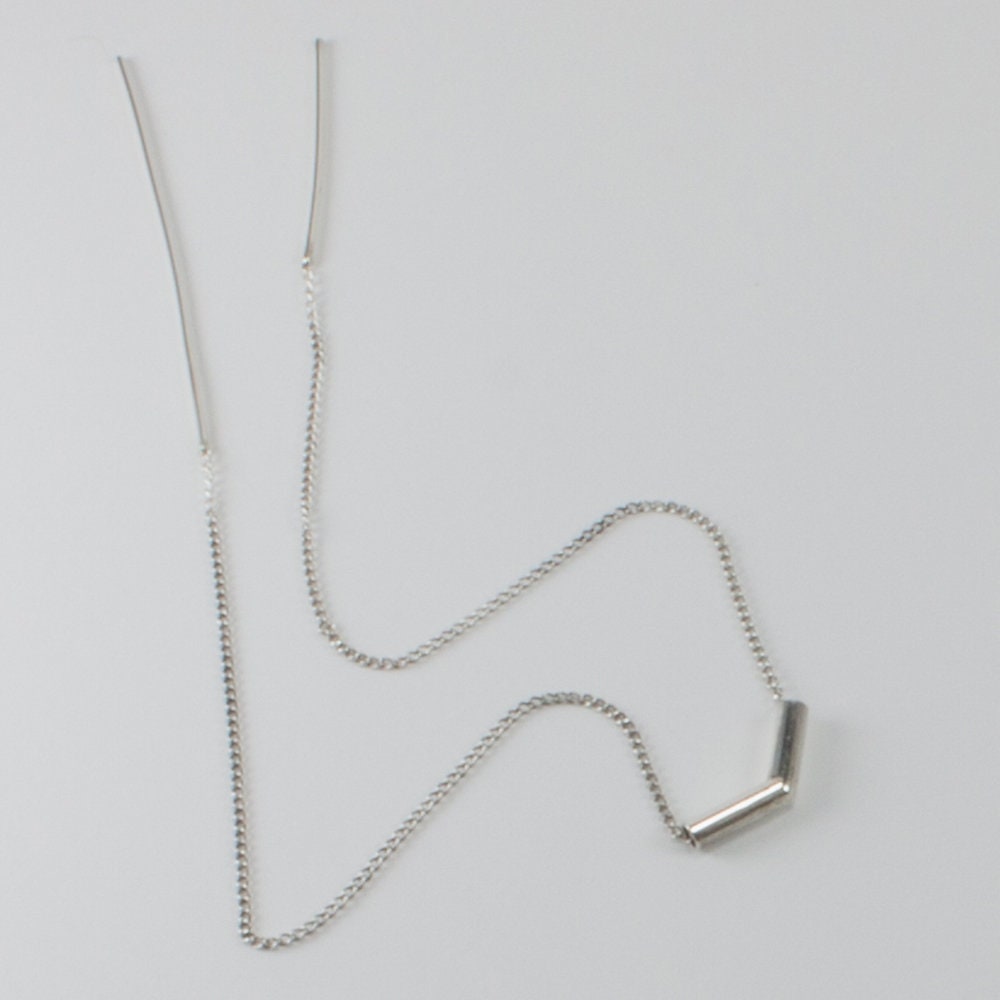 Chevron double ear threads, sterling silver, two piercing, solid 925 sterling silver