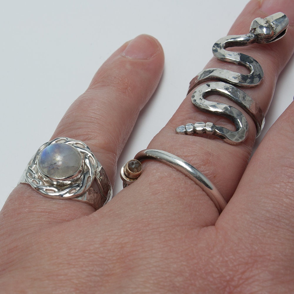 Moonstone ring, rainbow moonstone ring, Celtic braid, hammered texture sterling silver ring, gift for her, gift for him