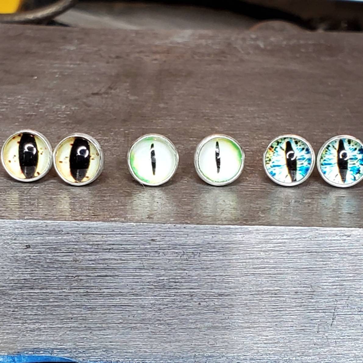Water dragon eye 6mm post earrings in sterling silver