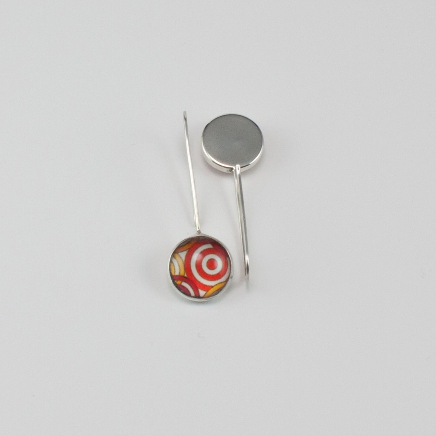 Simple modern sterling silver and glass necklace and earring set