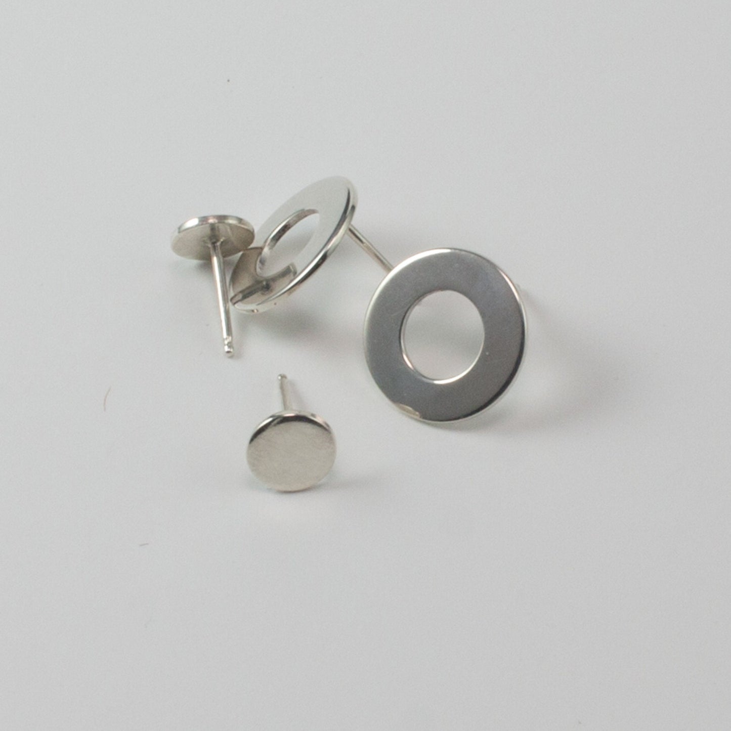 Sterling silver washer and spot earring set