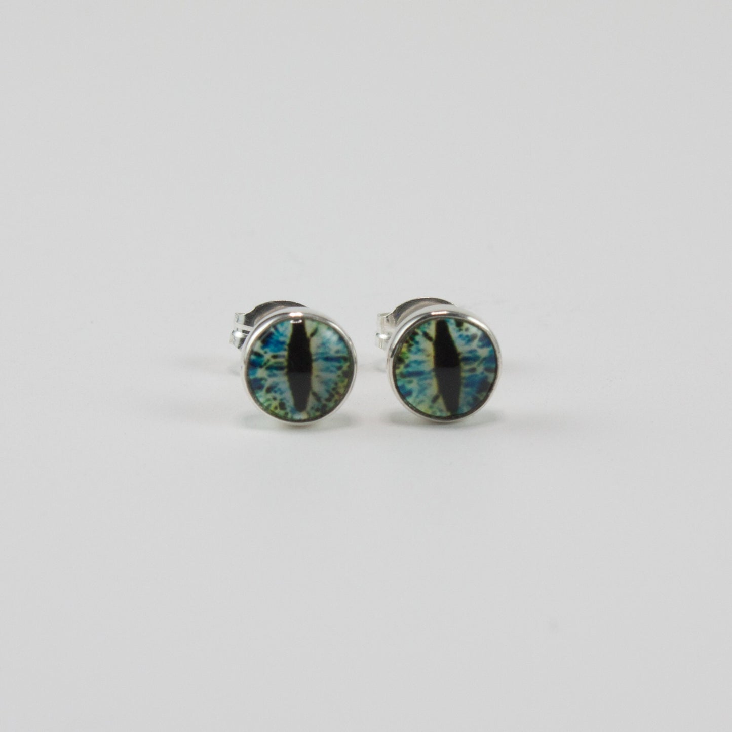 Water dragon eye 6mm post earrings in sterling silver