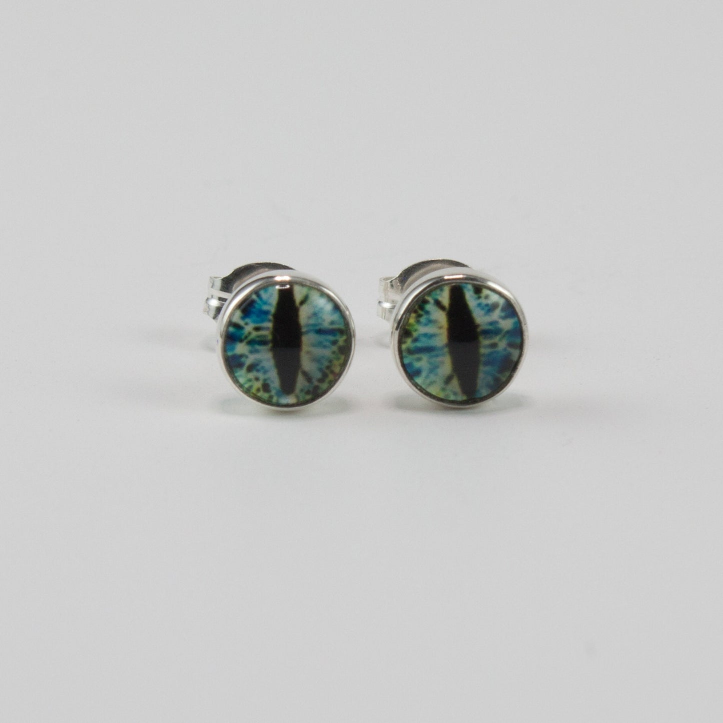 Water dragon eye 6mm post earrings in sterling silver
