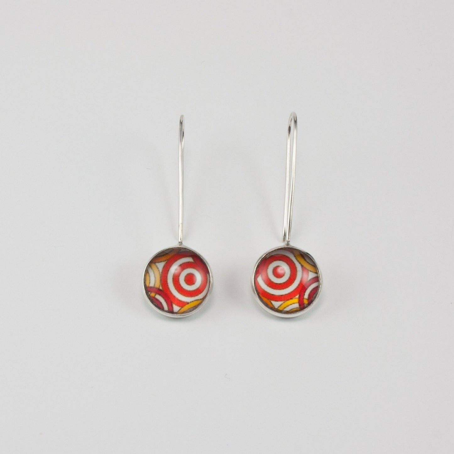 Simple modern sterling silver and glass necklace and earring set