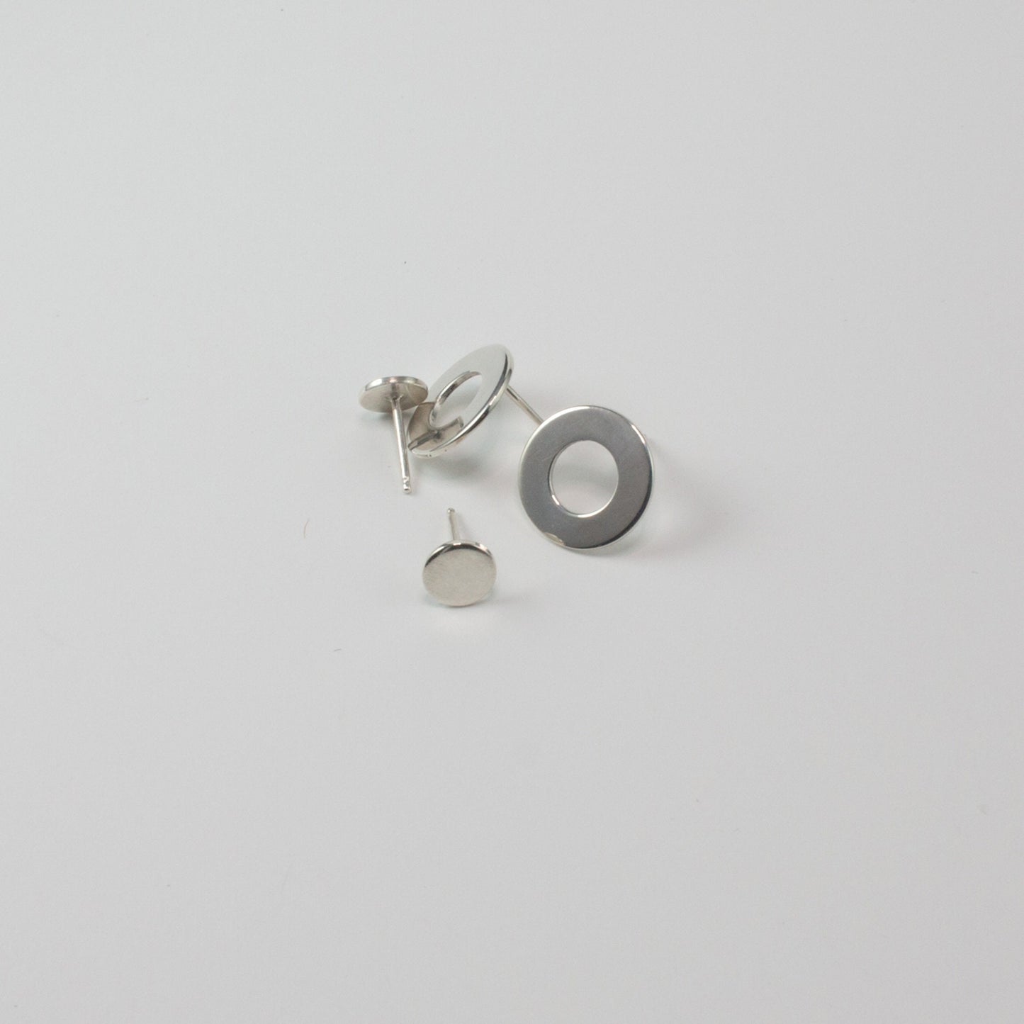 Sterling silver washer and spot earring set