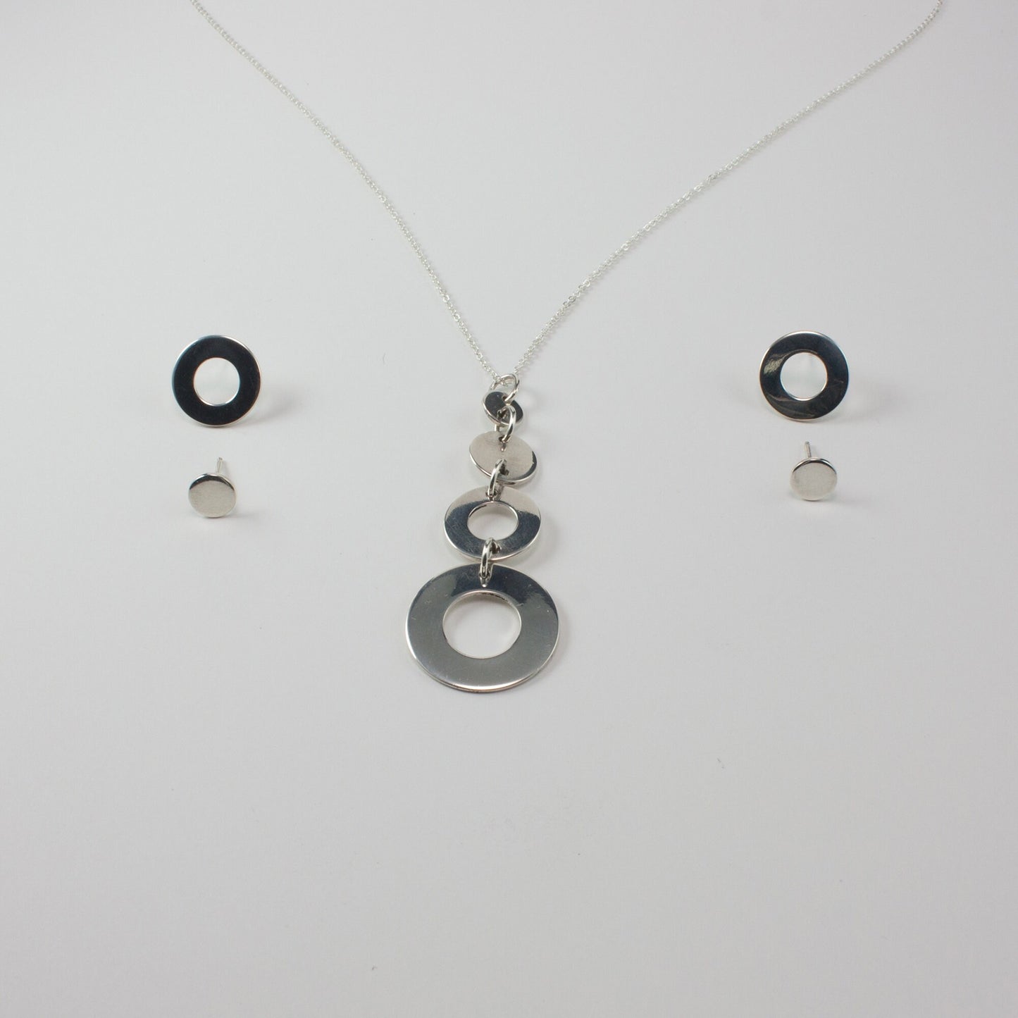 Sterling silver washer and spot earring set