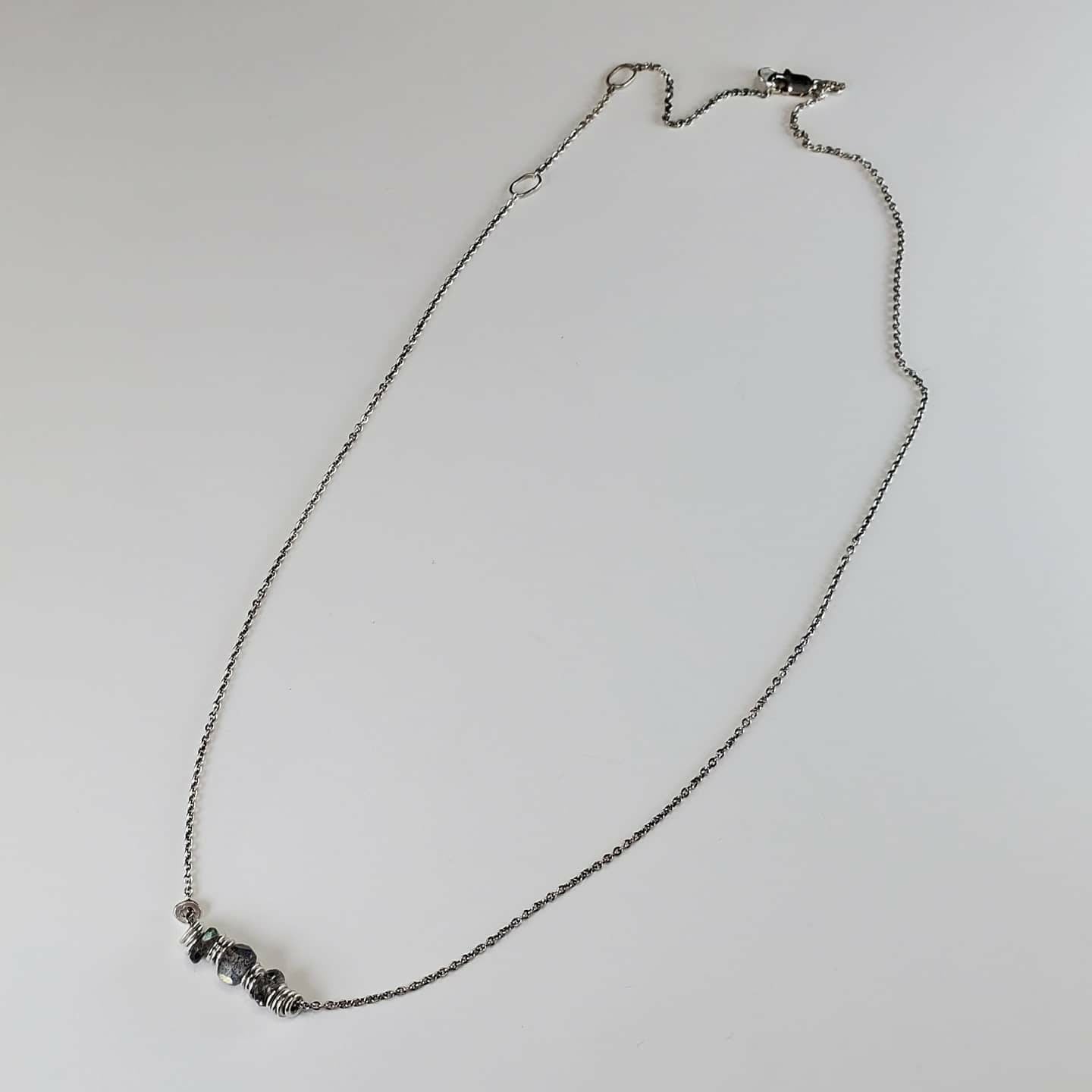 Dainty labradorite and sterling silver adjustable necklace
