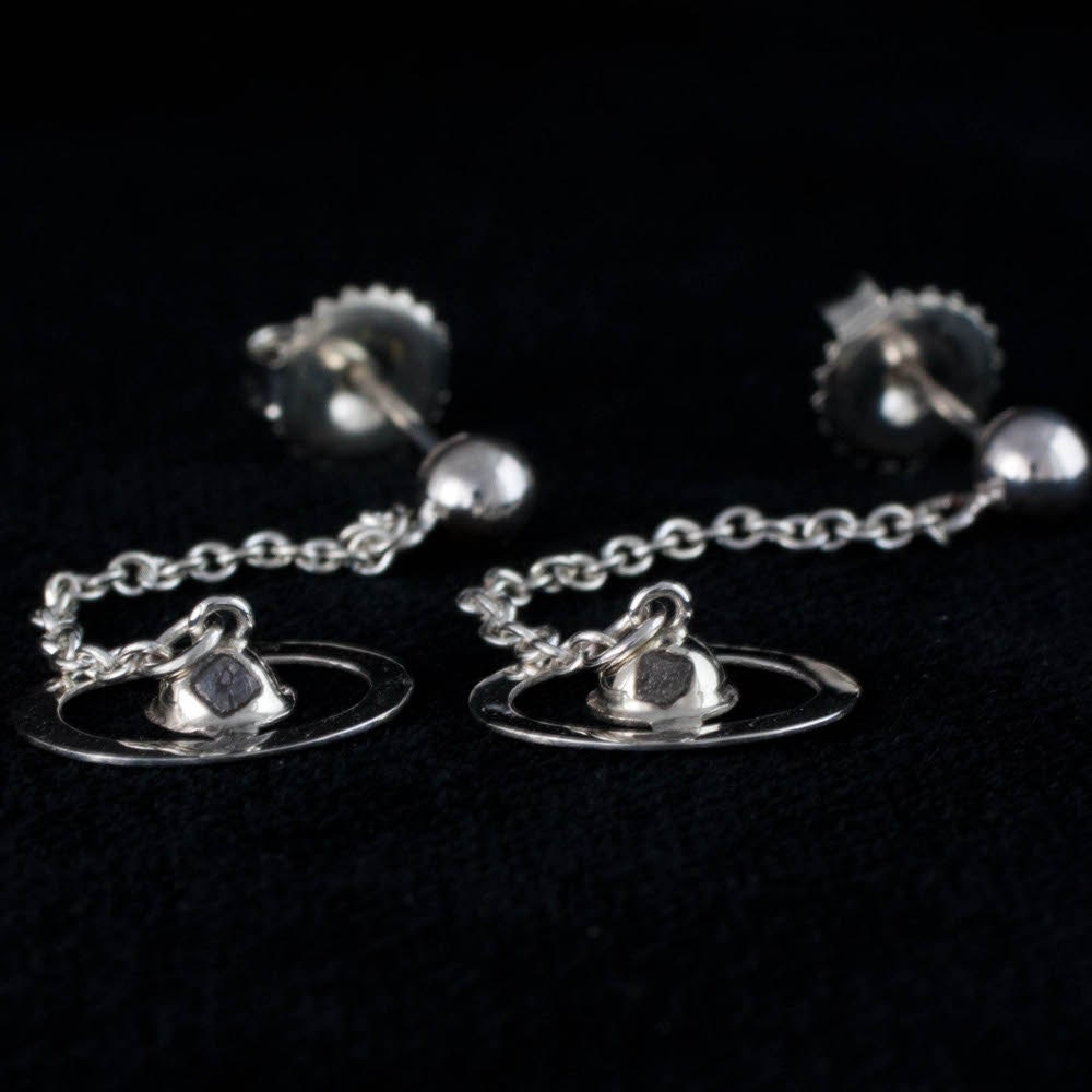 Sterling silver diamond UFO dangle post earrings, sci-fi earrings, gift for her, sci-fi gift