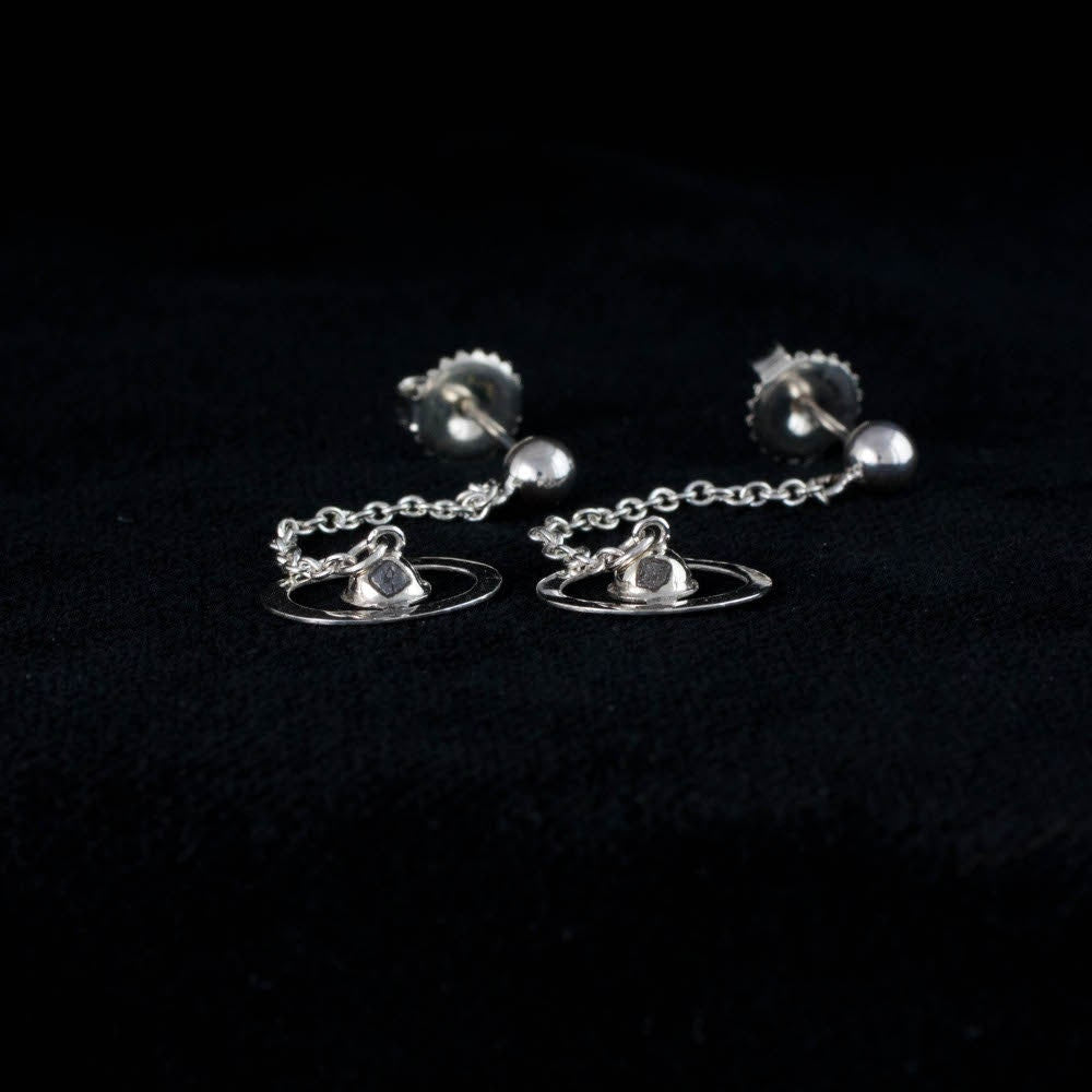 Sterling silver diamond UFO dangle post earrings, sci-fi earrings, gift for her, sci-fi gift