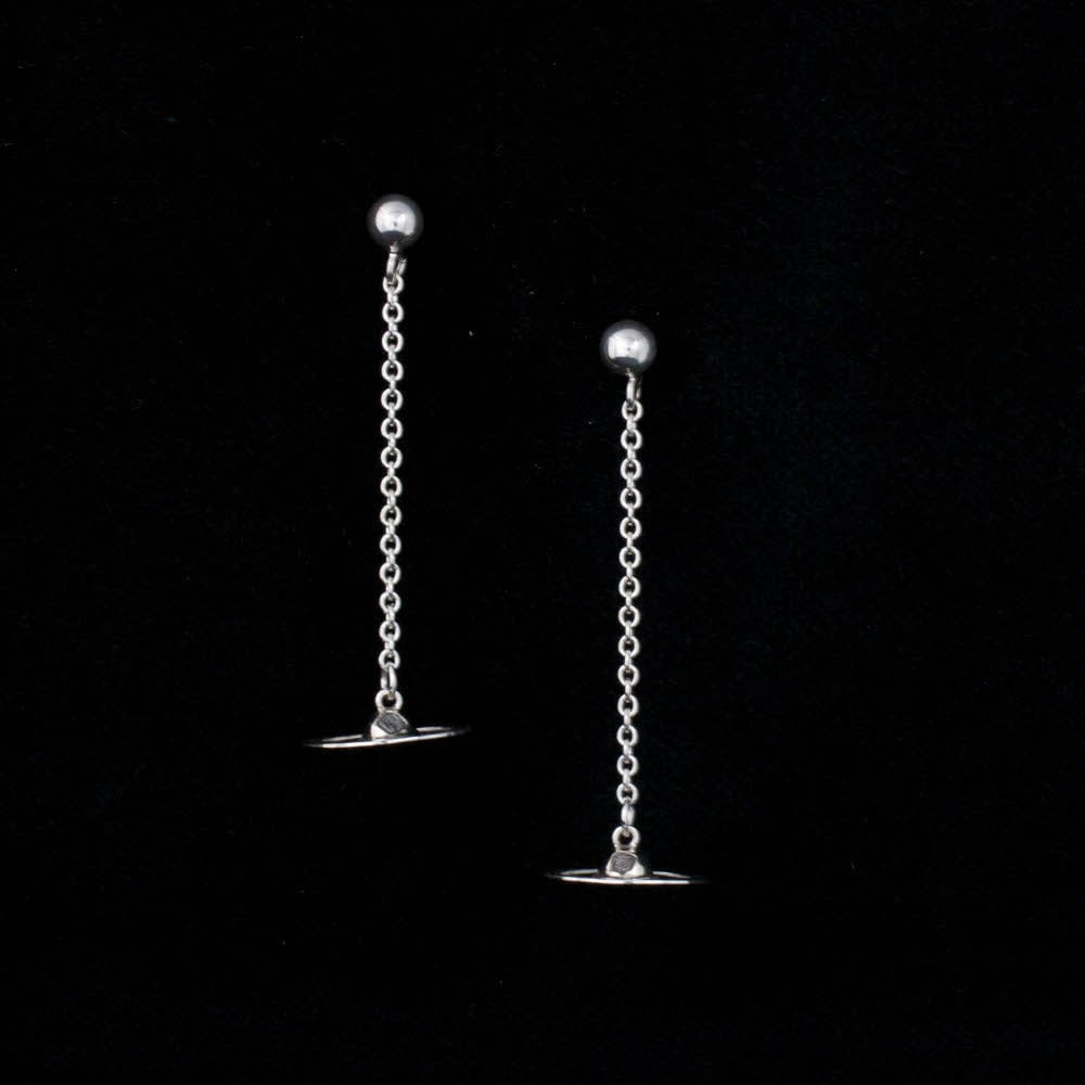 Sterling silver diamond UFO dangle post earrings, sci-fi earrings, gift for her, sci-fi gift