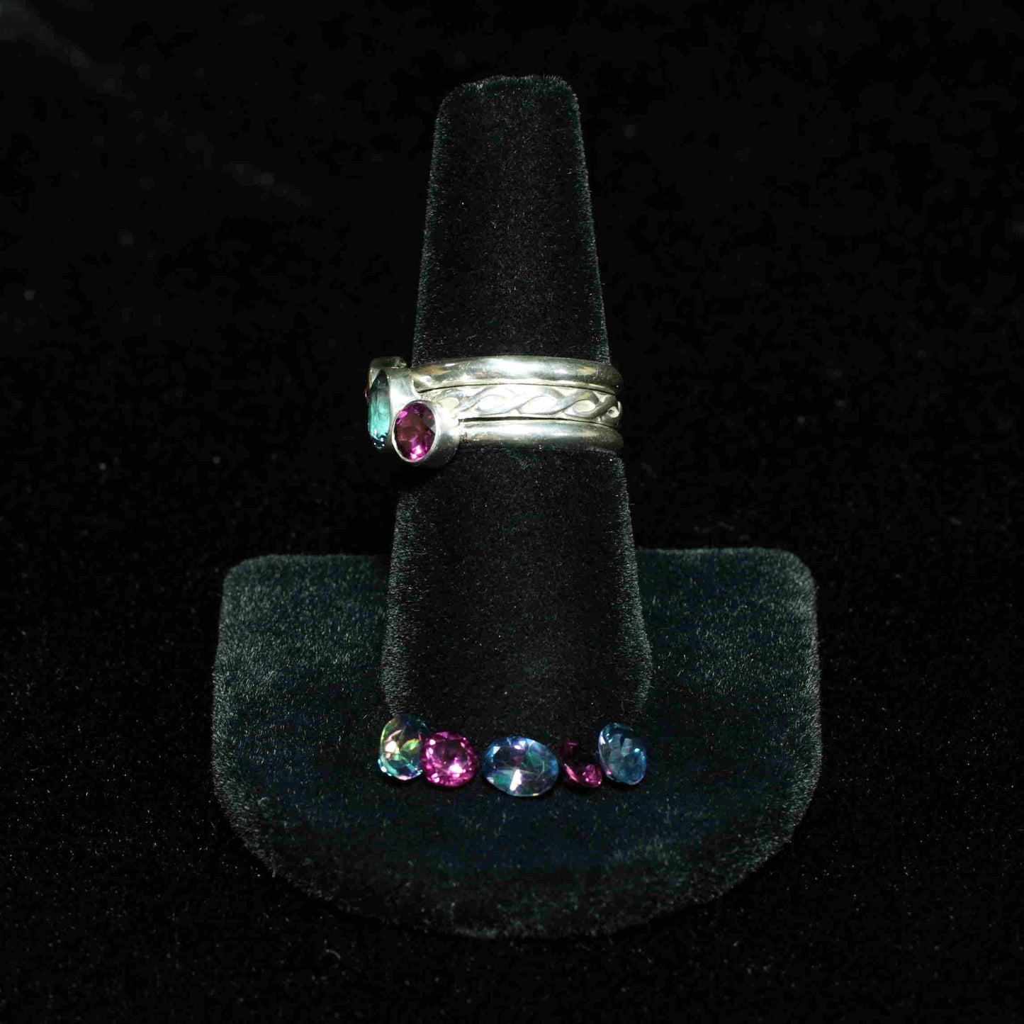 One ring in Mystic topaz stacking ring