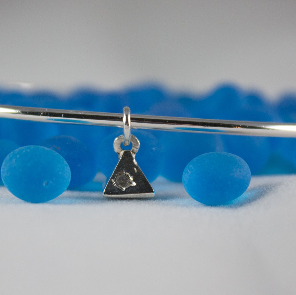 Trinket - Is a diamond pyramid spinner bracelet in sterling silver, gift, her, woman, girl