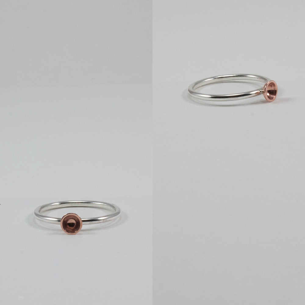 Sterling silver and copper ring set size 8, gift for her, woman, girl