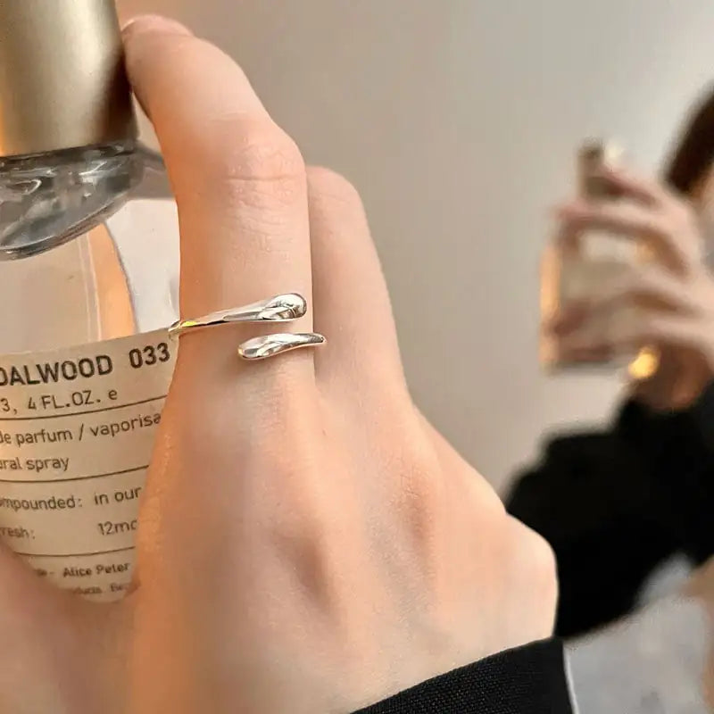 S925 Sterling Silver Drop-Shaped Open Ring