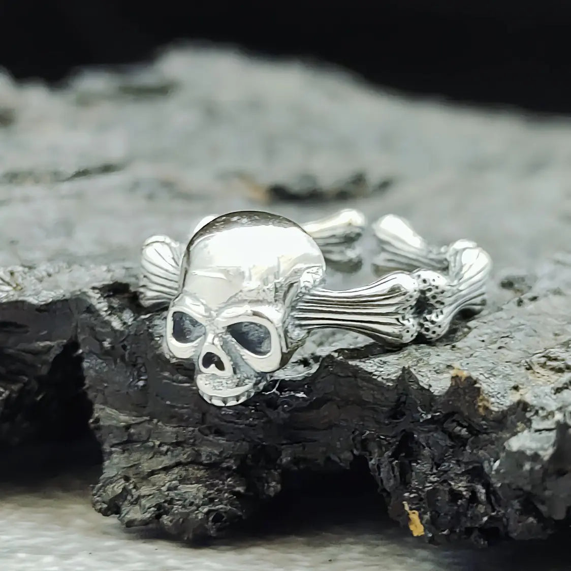 S925 Sterling Silver Men's Adjustable Skull Ring