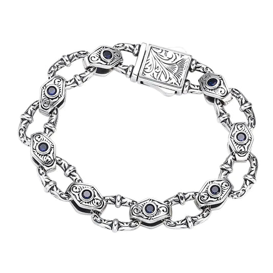 Men's 925 Sterling Silver Embossed Pattern Bracelet