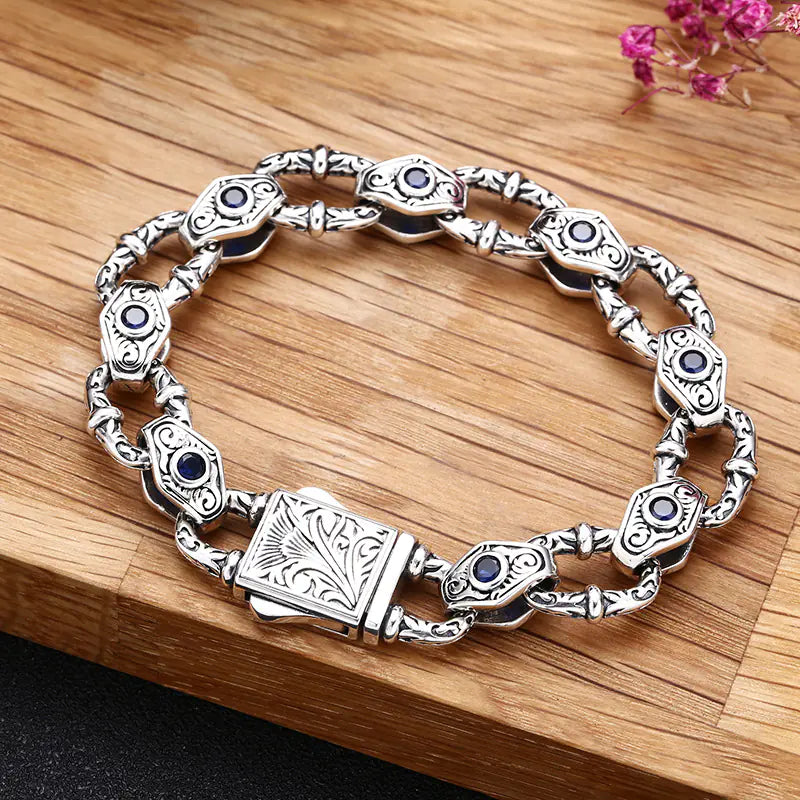Men's 925 Sterling Silver Embossed Pattern Bracelet
