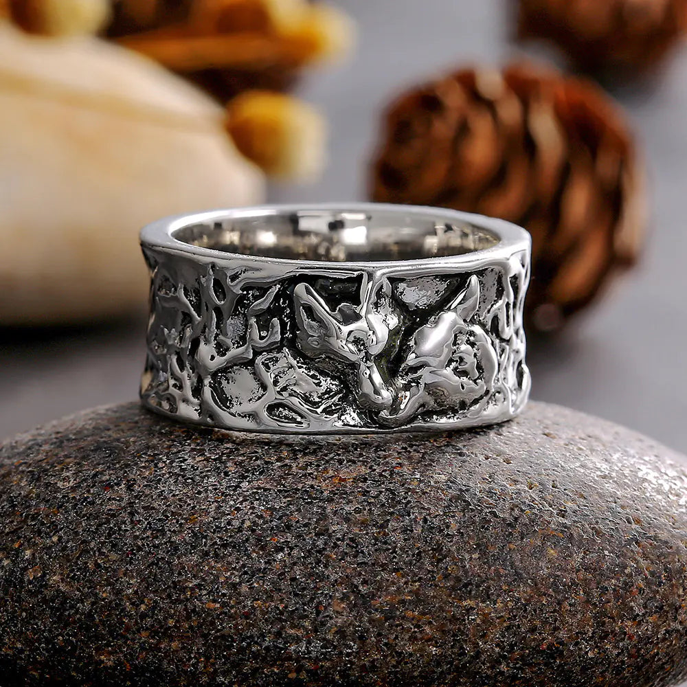 Vintage Wolf Pattern Alloy Ring for Men and Women