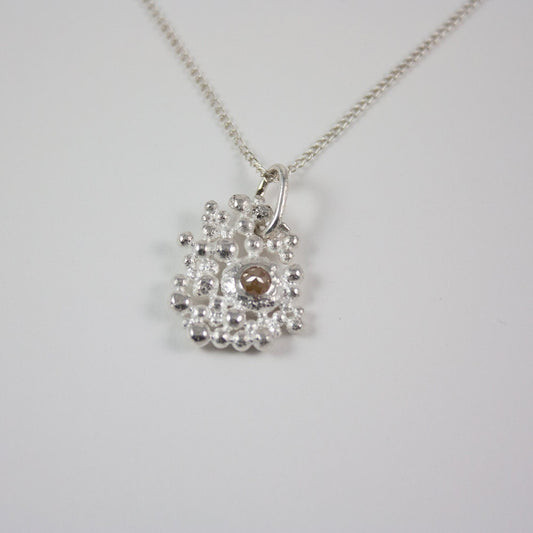 Rose cut yellow diamond, sterling silver diamond necklace, gift for her, girl, woman, bubbles