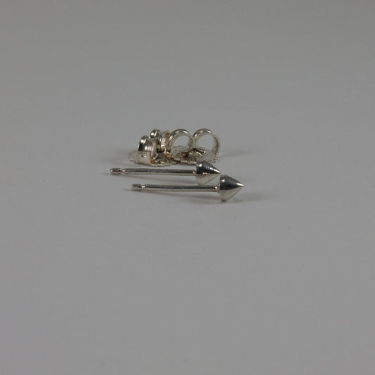 conical stud, spike, post earrings, sterling silver, punk, gift, woman, man, him, her
