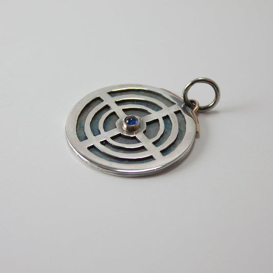 Sterling silver, 14k yellow gold and sapphire pendant, necklace/key fob, key ring, key chain, gift for him, her, guy, woman, man, girl