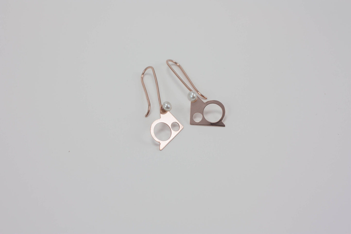 Abstract- pearl two in one, 14k rose gold and pearl earrings, gift for her, woman