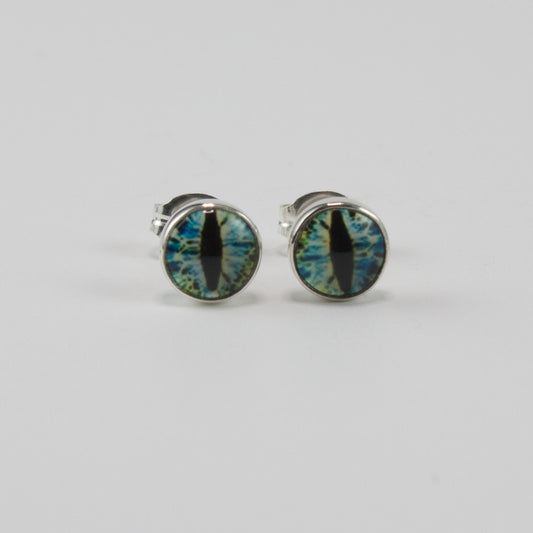 Water dragon eye 6mm post earrings in sterling silver