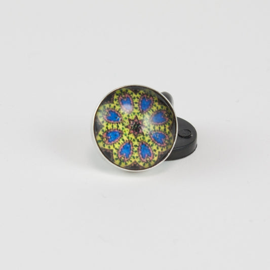 12MM pattern pin/brooch set in sterling silver steel pin rubber back