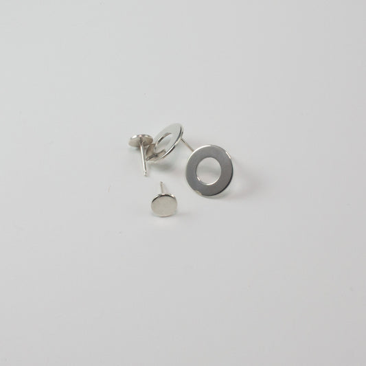Sterling silver washer and spot earring set
