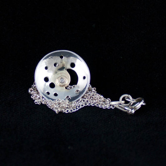Diamond pendant, sterling silver and 14k gold, celestial pendant, moon and stars, gift, her, woman, girl, anniversary gift