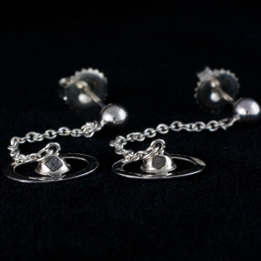 Sterling silver diamond UFO dangle post earrings, sci-fi earrings, gift for her, sci-fi gift