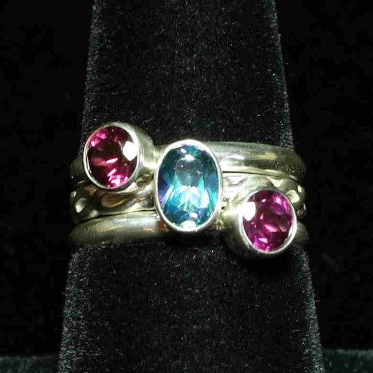 One ring in Mystic topaz stacking ring