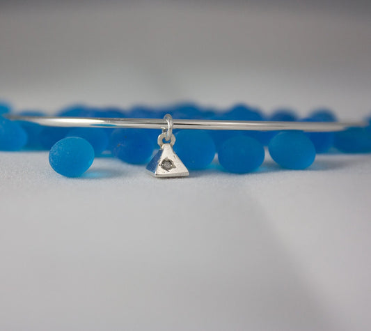 Trinket - Is a diamond pyramid spinner bracelet in sterling silver, gift, her, woman, girl