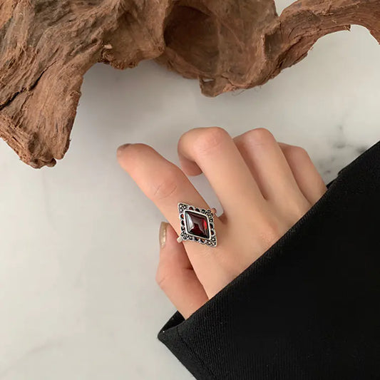 Retro Diamond 925 Sterling Silver Compact Ring